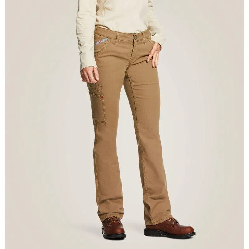 Ariat Women's Flame Resistant Stretch DuraLight Canvas Straight Leg Pant Khaki - 10030273