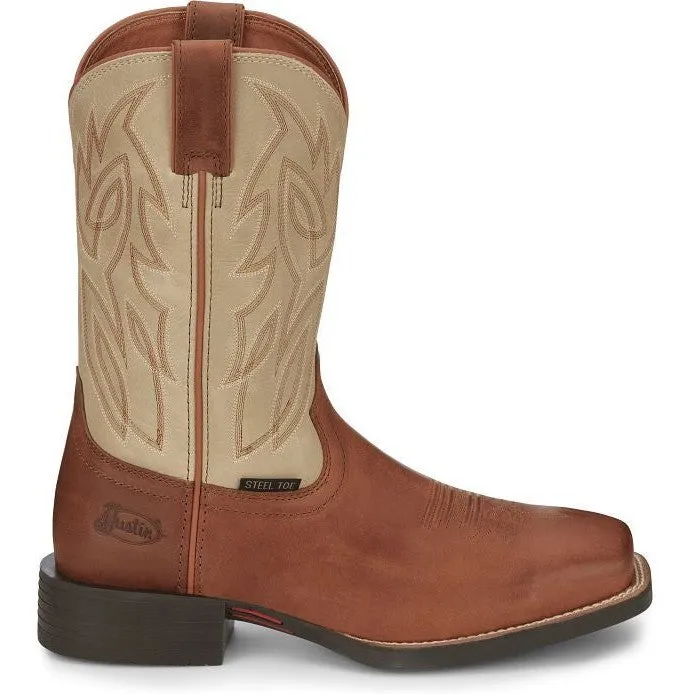 Justin Men's Canter 11" Steel Toe Slip Resist Western Work Boot -Brown- SE4511
