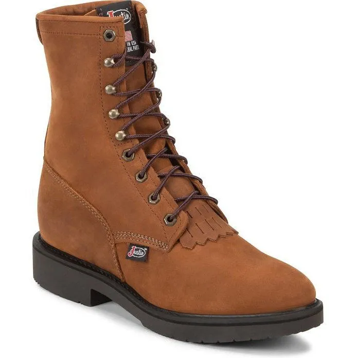 Justin Men's Conductor 8" Made in USA Work Boot - Hazel - 760