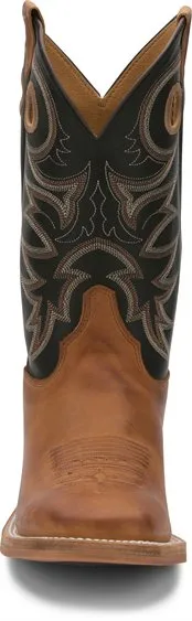 Justin Men's Copper Brown Broad Square Toe Bent Rail Caddo Boots