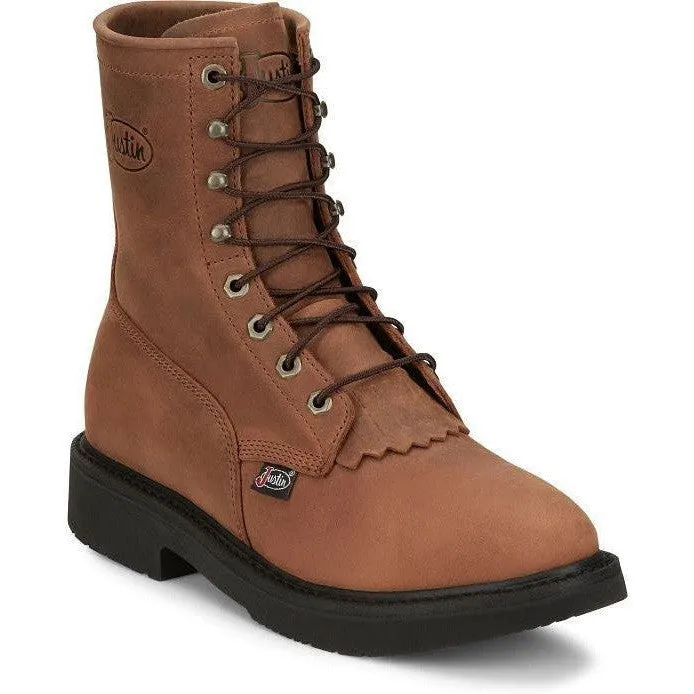 Justin Men's Livestock 8" Round Toe Western Work Boot -Brown- OW760