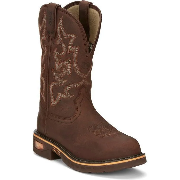 Justin Men's Resistor 11" Comp Toe WP Western Work Boot- Brown- CR4008