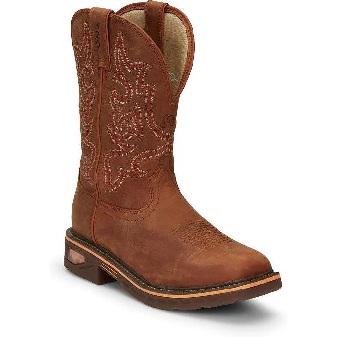 Justin Men's Resistor 11" WP Western Work Boot -Brown- CR4011