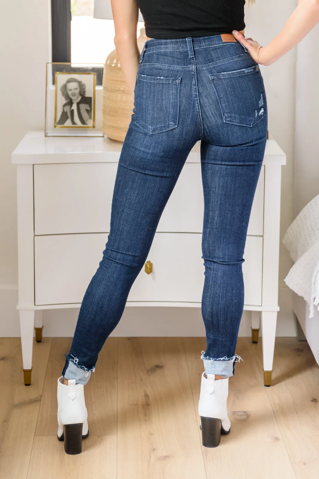 Maeve Mid-Rise Dark Wash Cuffed Skinny (22W,24W)