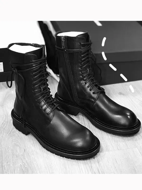 Mid-tube British Short Boots with Side Zipper Skinny Martin Boots