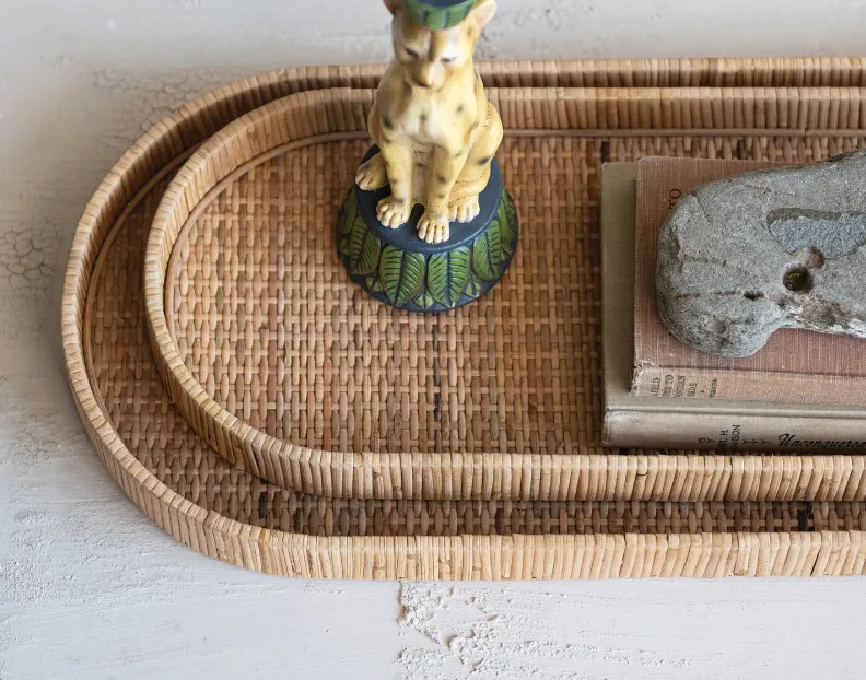 Oval Woven Rattan Trays