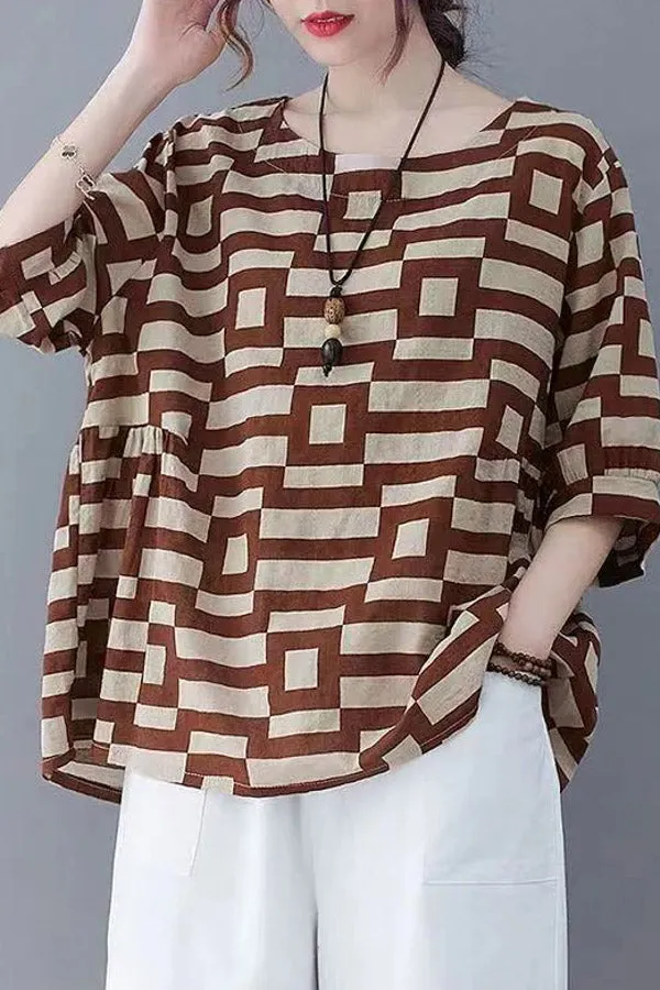 Plus Size Round Neck Blouse