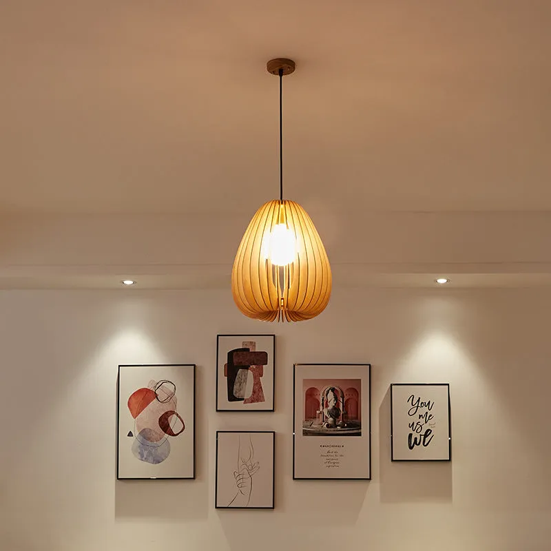 Round Wood Pendant Light