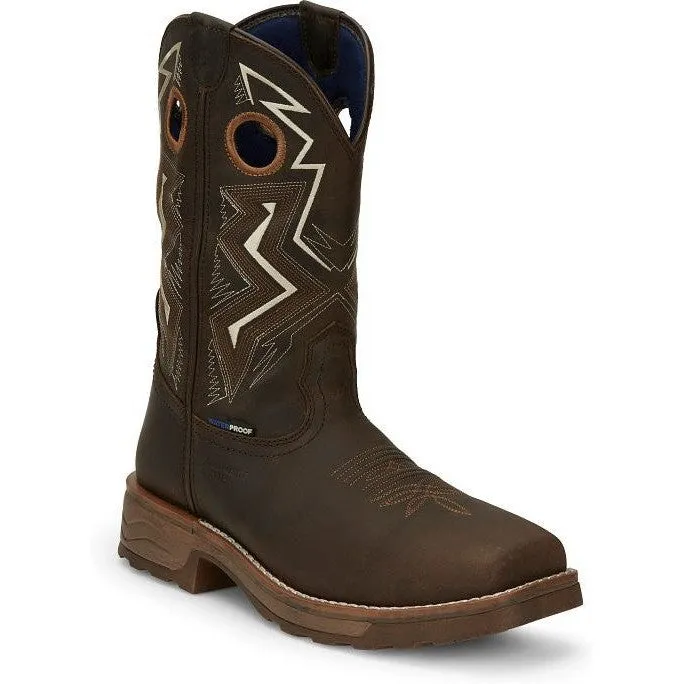 Tony Lama Men's Force 11" Wide Square Comp Toe WP Western Work Boot -Brown- TW3403