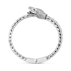 Woven Creatures Snake Bangle with Black Sapphire & Ruby